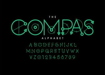 Vector of stylized modern font and alphabet