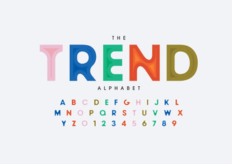 Vector of stylized modern font and alphabet
