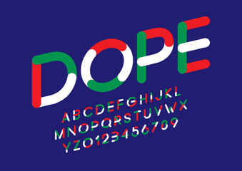 Vector of stylized modern font and alphabet