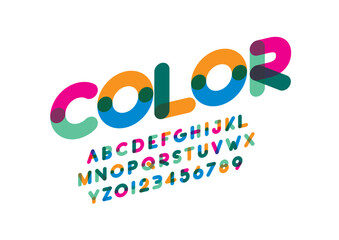 Vector of stylized modern font and alphabet
