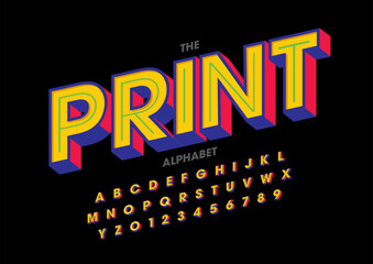 Vector of stylized modern font and alphabet