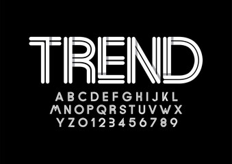 Vector of stylized modern font and alphabet