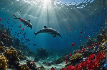scuba diver and shark Dolphin Delight A Romantic Underwater Serenade