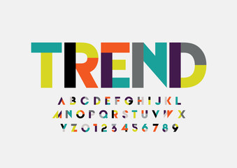 Vector of stylized modern font and alphabet