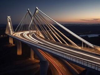 Obraz premium photorealistic modern bridge urban architecture cityscape background illustration poster design
