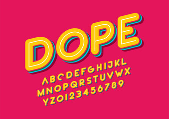 Vector of stylized modern font and alphabet