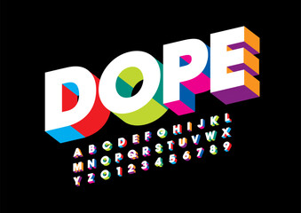 Vector of stylized modern font and alphabet