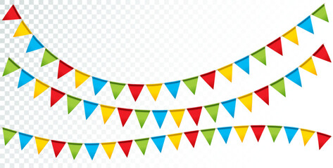 Colorful Party Flags Garland Isolated on Clean Background. Vector Festa Junina Illustration with Brazil June Traditional Saint John Holiday Festival Design for Celebration Banner, Greeting Card