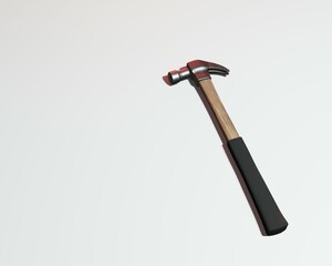 3d render of isolated claw hammer with for home repair tool or weapon