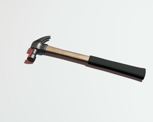 3d render of isolated claw hammer with for home repair tool or weapon