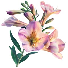 pink lily isolated on white Generative AI