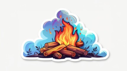 Vibrant Cartoon Bonfire Sticker Design