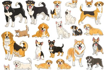set of different dogs