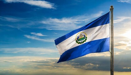 The Flag of El Salvador - obrazy, fototapety, plakaty