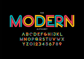 Fototapeta premium Vector of stylized modern font and alphabet