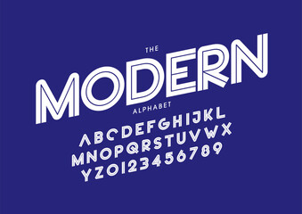 Vector of stylized modern font and alphabet