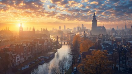 Utrecht Ancient City Skyline