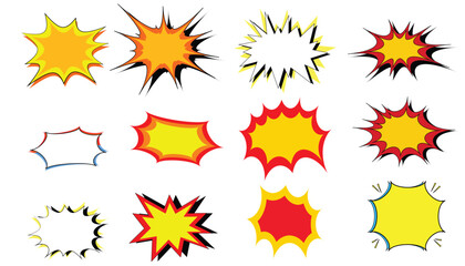 Collection of Comic Explosion Burst Vector Illustration