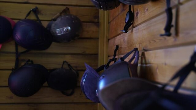 Close-up helmet for equestrian for safety while riding horse
