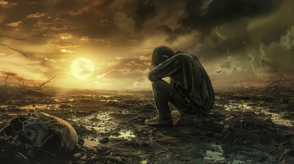 Breakdown of moral values results in societal decay amidst catastrophic phenomena