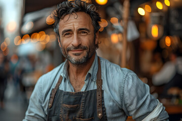Obraz premium Man in Market Portrait with Soft Lighting