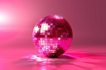 Dancing Under the Glow of a Pink Disco Ball - Fun and Party Awaits with a Trendy and Vibrant Sphere