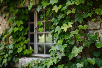 A window overgrown with ivy.