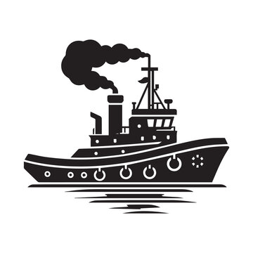 recommend clip art: simple tugboat silhouette element illustration from transport concept vector