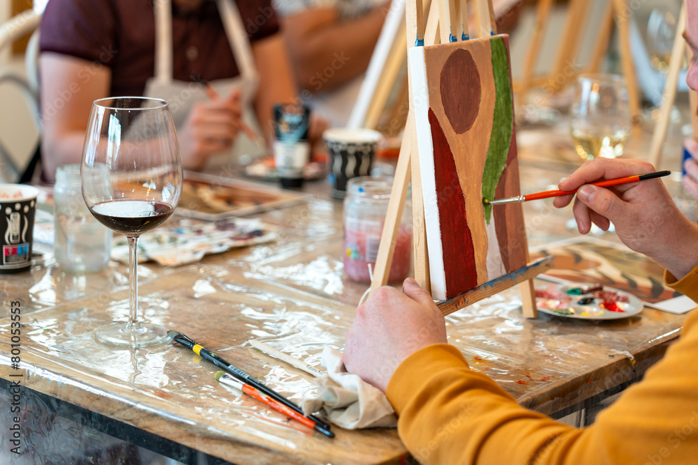 Wall mural painting workshop. sip and paint event.