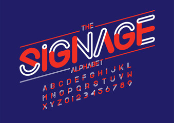 Vector of stylized modern font and alphabet