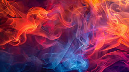 Abstract colorful fiery waves dark background 