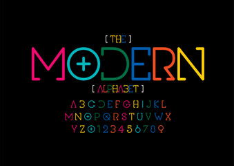 Vector of stylized modern font and alphabet