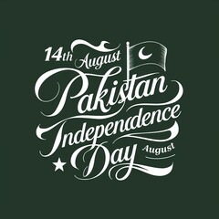 Pakistan Independence Day, 14 August, Pakistan flag with Calligraphy text. Generative Ai