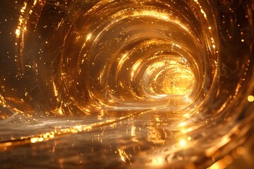 Shimmering Golden Light Vortex in Boundless Ethereal Space