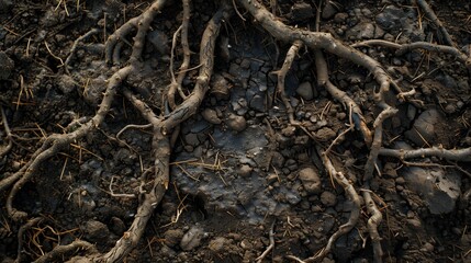 Three roots in the soil