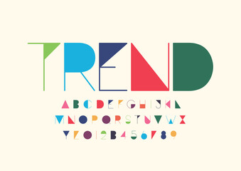 Vector of stylized modern font and alphabet