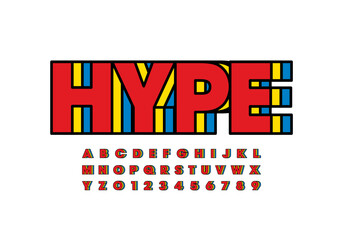 Vector of stylized modern font and alphabet