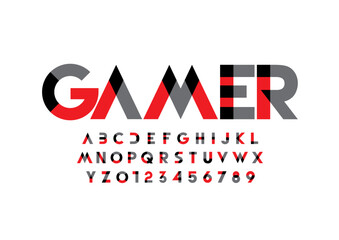 Vector of stylized modern font and alphabet