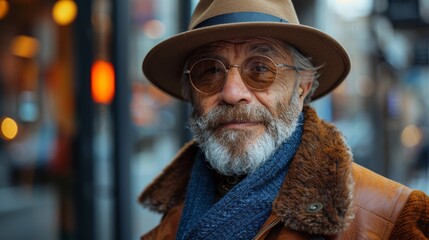 A stylish senior gentleman rocking a trendy streetwear ensemble, proving that age is no barrier to urban fashion flair.