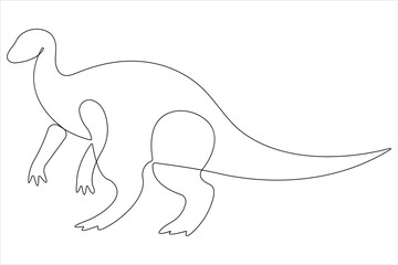 Continuous one line art drawing of dinosaur brachiosaurus outline vector illustration