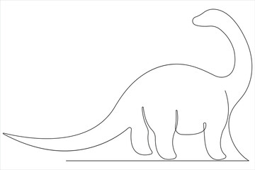 Continuous one line art drawing of dinosaur brachiosaurus outline vector illustration