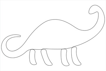 Continuous one line art drawing of dinosaur brachiosaurus outline vector illustration