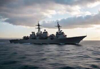 Naklejka premium 'modern american high warship seas three-dimensional america armed battle battleship blue boat cannon clear conflict crime destroyer dock domination enforcement force grey gun history illustration'