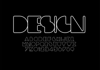 Vector of stylized modern font and alphabet