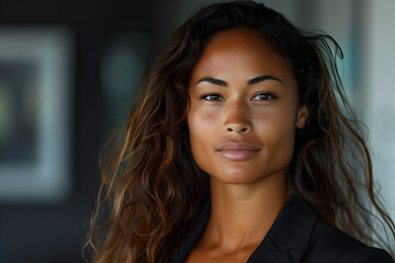 Beautiful African American Woman in Exaggerated Facial Features Portrait