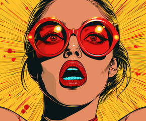 Face portrait of a women, pop art style