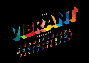 Vector of stylized modern font and alphabet