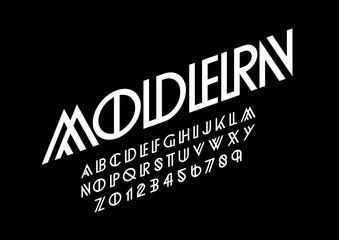 Vector of stylized modern font and alphabet