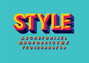 Vector of stylized modern font and alphabet