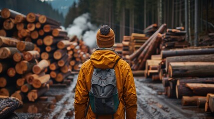 Fototapeta premium Eco-Friendly Innovation: Sustainable Wood Products Company Committed to Responsible Forestry